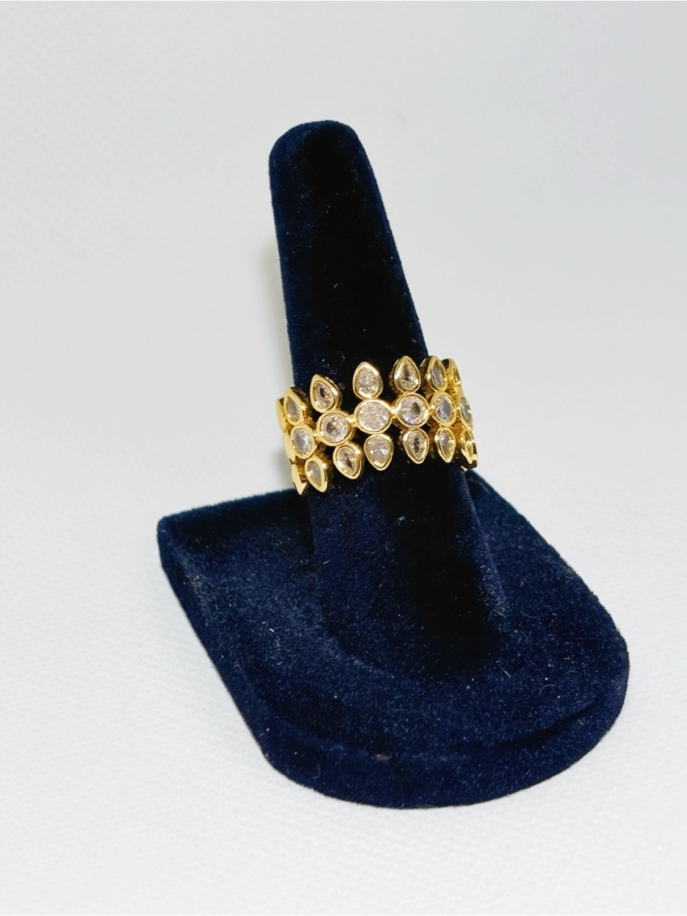 Gold Plated Adjustable Cubic Zirconia Diamond Ring!